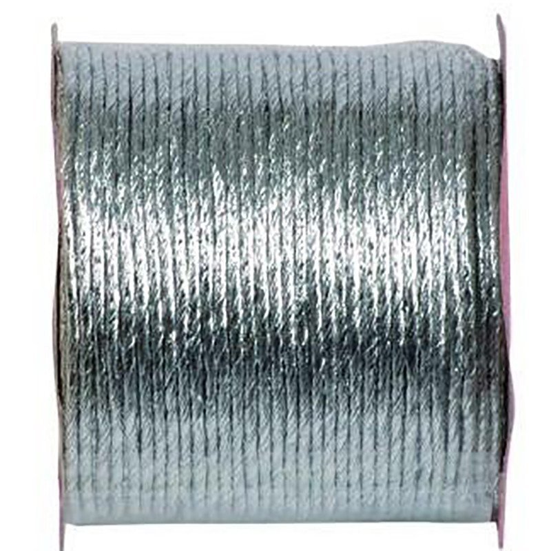 Cordon papier métallisé argent de 20 mètres Cordon papier métallisé argent de 20 mètres
