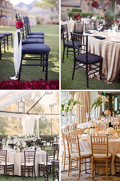 Les chaises chiavari en bois foncé ou clair