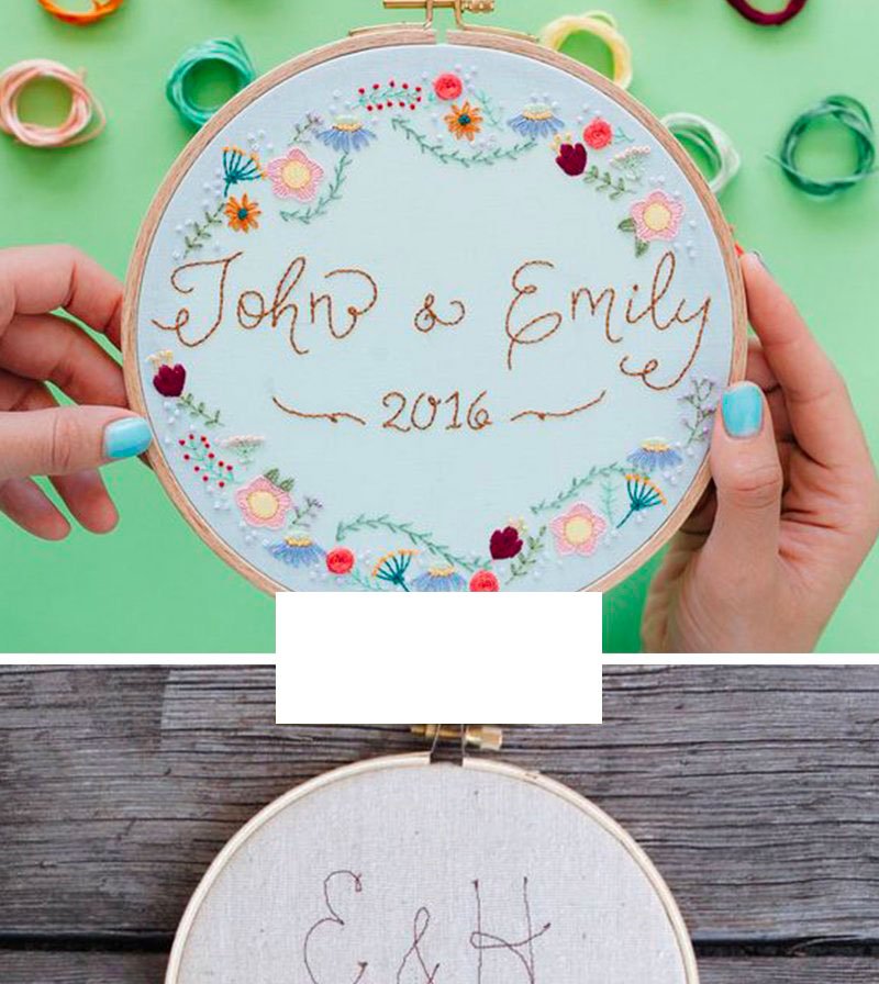 Broderie dans un cerceau comme cadeau de mariage