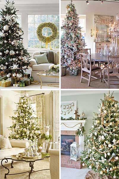 Sapin de Noël vert et argenté