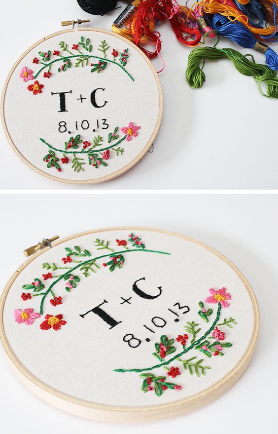 Idées de décoration de mariage Boho unique Hoops de broderie