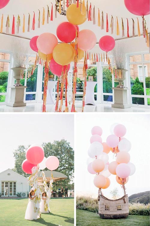 Décoration pour plafond ballons roses avec tassels