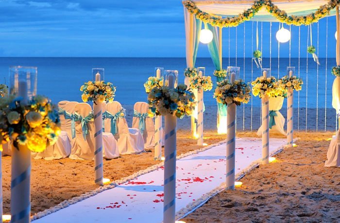 ceremonie de mariage bleu claire