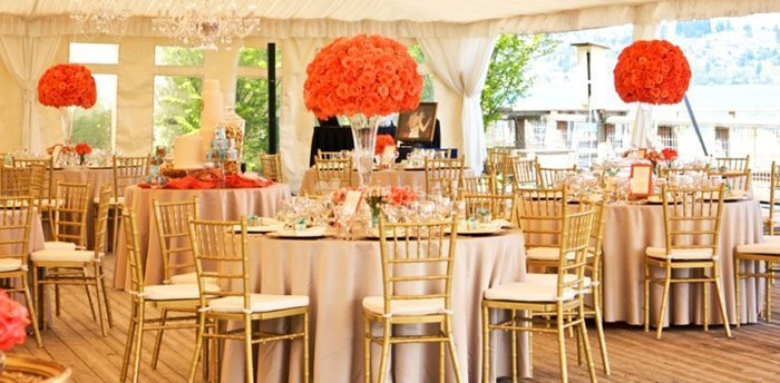 Centre de table bouquet de fleurs géant orange