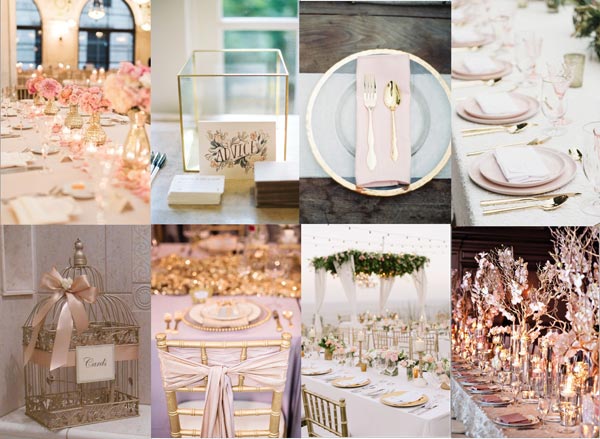 Thème blush and gold pour un mariage