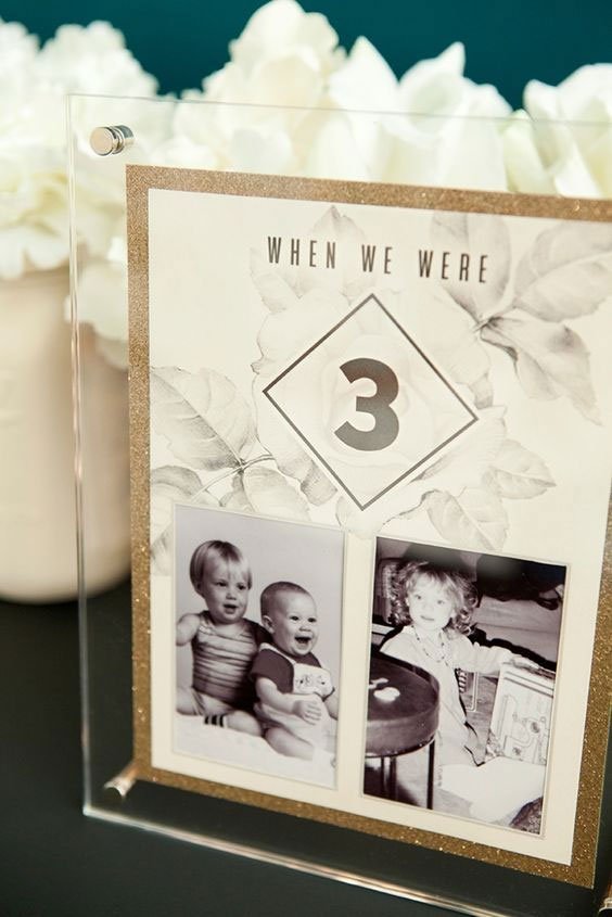 numéro de table avec photo d'enfance marie